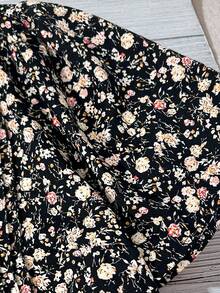 Franclia 大码碎花立领休闲短袖衬衫，夏季 - 黑色 - 查看 3