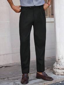 Manfinity Bizformal Quần âu công sở nhung đen cho nam Quần xếp ly cho nam Quần cạp cao cho nam Quần nam Quần âu trang trọng Quần âu đen Quần xếp ly cho nam Quần âu cạp cao cho nam Quần âu nam - màu đen - Xem 5