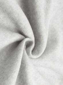 Jouncy 女式休闲肖像图案口袋落肩连帽衫，秋季 - 淺灰色 - 查看 4