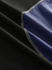 AXEPEAK Camiseta holgada de cuello redondo con contraste de color para hombre