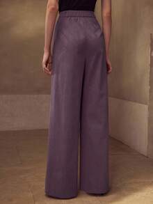 MOTF PREMIUM Pantalon de costume à jambes larges plissées - Parme - Voir 4