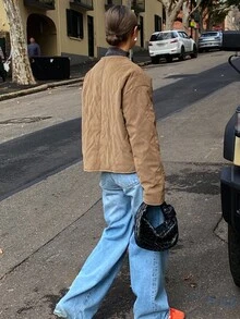 DAZY Women's Diamond Quilted Button Padded Coat Jacket Winter Leather Jacket