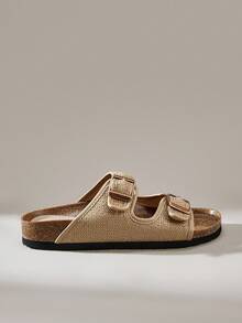 Solecia 可调节绑带设计女式休闲平底凉鞋 - 棕色 - 查看 2