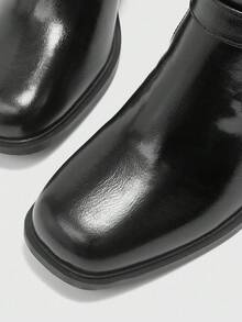 CUCCOO BIZCHIC Women's Fashion Over-The-Knee Boots, Square Toe Chunky Heel Design, Solid Black Color, Side Zipper With Multi-Strap Decor, Versatile For Skirts, Jeans, Coats, Suitable For Autumn/Winter, Fashion Shows, Commuting, Stylish Ladies Tall Boots - Black - View 7