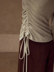 MOTF PREMIUM DRAWSTRING SIDE SLIM FIT T-SHIRT - Apricot - View 3