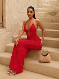 Sirith Novo vestido longo feminino de verão, amarelo, sexy, com decote V profundo, bolsa longa, tecido com franjas amarelas, design decorativo com contas âmbar, adequado para férias na praia