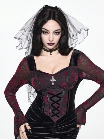 Goth 1 pieza Accesorio para el cabello con broche en forma de estrella de cinco puntas de color blido