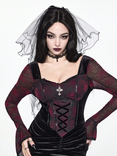 Goth 1pc White Solid Color Five-Pointed Star Bow Hair Clip Headpiece