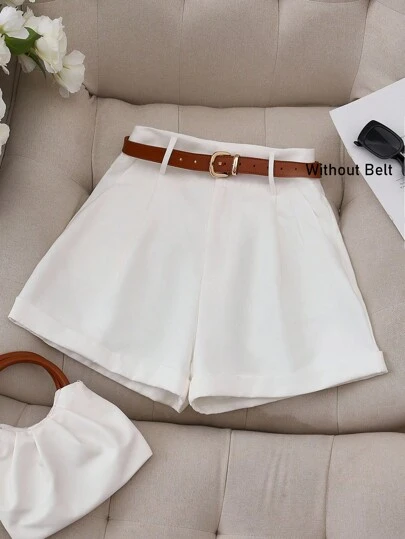 Franclia Women Fashionable A-Line White Shorts, Versatile Style