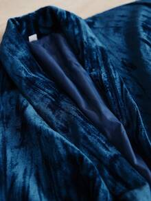 Aveloria Modichic Vintage Business Casual Velvet Texture Collar Side Tie Suit Set - Blue - View 7