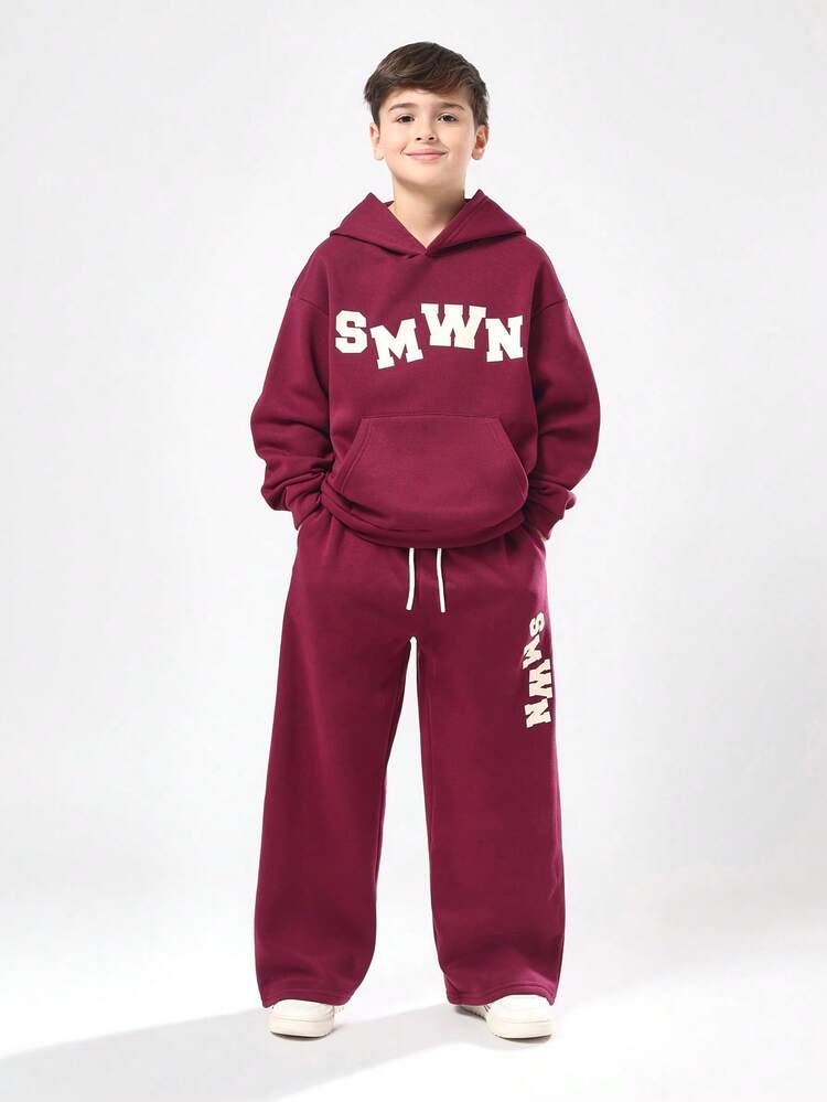 Hooded Pullover With Wide Leg Sweatpants Set