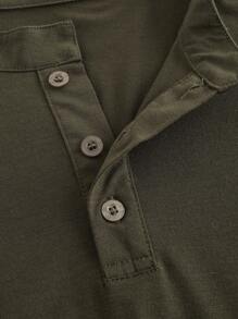 Manfinity Homme Męska koszulka z długim rękawem i prostym dekoltem typu henley, do pracy, na jesień