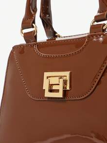 BizChic 闪亮容量女士手提包，时尚通勤手提包，适合日常佩戴 - 棕色 - 查看 7