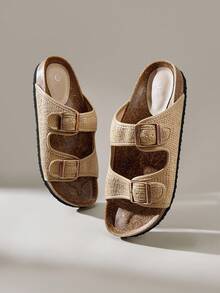 Solecia 可调节绑带设计女式休闲平底凉鞋 - 棕色 - 查看 7