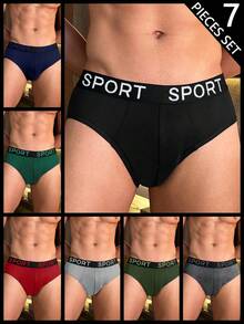 Manfinity Underwear&Sleepwear Basics 7 件套男士复古色柔软舒适贴身内裤（7 条装） - 彩色 - 查看 1