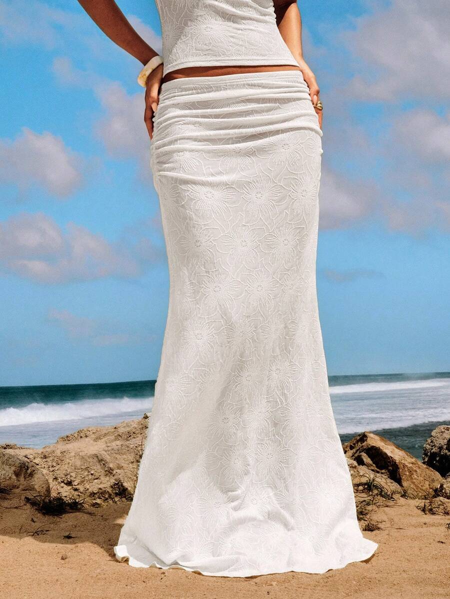 Opulessa Falda elegante y de moda para mujer, de unicolor, de punto y plisada