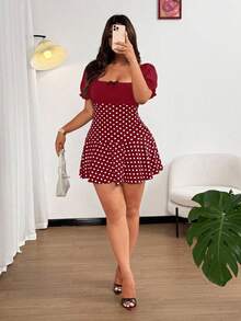 Celure Plus Size Bow Elegant Backless Sexy Dress - Burgundy - View 3