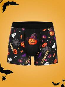 Notgurli Halloween 3D Digital Print Pumpkin, Ghost, Bat Men's Comfortable Boxer Briefs - Multicolor - View 1