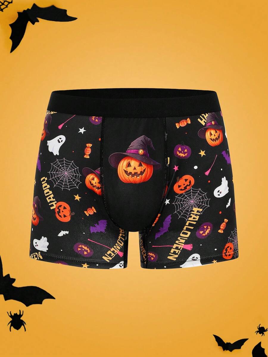 Notgurli Halloween 3D Digital Print Pumpkin, Ghost, Bat Men's Comfortable Boxer Briefs - Multicolor - View 1