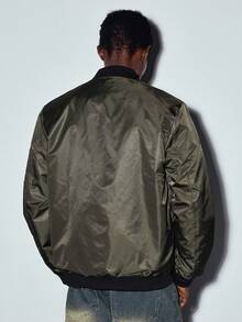 Áo khoác bomber nam MODCRASH hai mặt có thể vá chữ, khóa kéo, kiểu dáng rộng rãi, áo khoác phong cách đường phố, thích hợp cho mùa thu, đông, xuân đến hè. - xanh quân đội - Xem 6