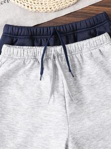 SHEIN 2 Stücke/Set Kinder/Tween-Jungen Lässige Grafik Muster Kordelzug Taille Locker Gestrickte Jogginghose, 2 Farben - Verschiedenfarbig - Übersicht 5