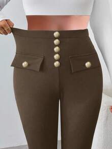 Selianne Pantalones casuales de mujer de unicolor y ajuste ceñido