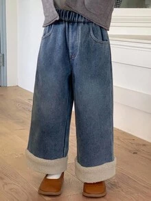 DAZY 女童保暖牛仔裤，秋季保暖款，冬季款