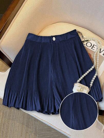 Franclia Plus Size Summer Elegant Solid Pleated Shorts Women Short Sets Women Short Set Skirts For Women Summer Skirts With Shorts Women Short Outfits