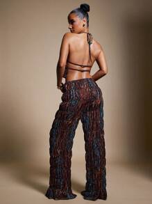 Hauture Pantalones anchos con estampado bohemio fruncidos - Multicolor - Ver 5