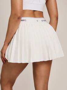 Hanevo 休闲字母编织腰带褶皱运动迷你裙，夏季网球裙运动裙 - 彩色 - 查看 2