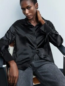 Maija Women's Casual Solid Color Long Sleeve Shirt, Halloween Costume