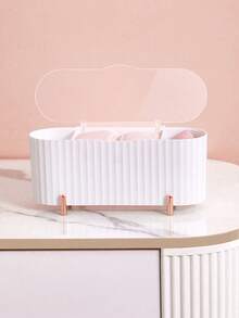 SHEIN 1 pieza Caja de almacenamiento de escritorio con múltiples compartimentos, regalo para el Día de San Valentín - Rosa Pálido - Ver 9
