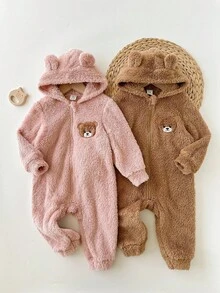 Mono de bebé recién nacido niña lindo y versátil, esponjoso y grueso, para otoño/invierno - Multicolor - Ver 7