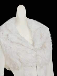 SHEIN ICON Y2k Women's Going Out Fall Western Going Out Zip Up Grunge Concert Goth Zipper White Fashion Faux Fur Patchwork Long Sleeve Fitted Jacket