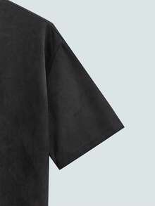 MODCRASH 男士字母刺绣落肩T恤，街头风，哥特，Emo，图案T恤，春夏款 - 黑色 - 查看 4