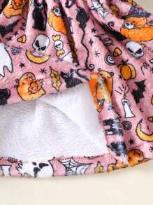 SHEIN Perso Play Vestido de manga larga con estampado de calabaza y bolso de calabaza para niña, adecuado para otoño/invierno, uso diario - Multicolor - Ver 3