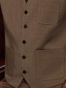 Manfinity Bizformal Chaleco de vestir/casual marrón claro con botones para hombre - Marrón - Ver 6