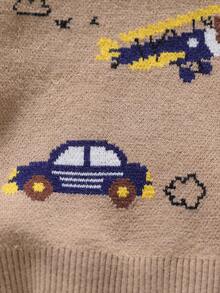 SHEIN Playful Pals Toddler Boys' Fashionable & Cute Jacquard Knit Long Sleeve Sweater, Autumn/Winter Baby Knitwear Baby Boy Sweater Baby Sweater With Car And Airplane Toddler Sweater Knitted Baby Sweater Baby Boys Winter Clothes Baby Boys Fall Clothes Baby Boys Fall Outfits Baby Boy Jumper Sweater For Baby Boy Baby Solid Color Knitted Sweater