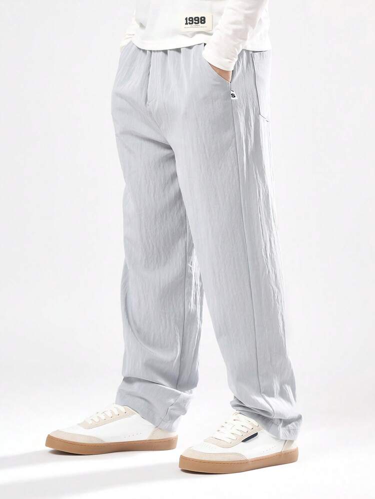 Linen Feel Barrel Leg Pants With Straight Cut