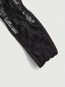 ROMWE Bộ đồ liền thân ren Gothic có gọng cỡ lớn - màu đen - Xem 3