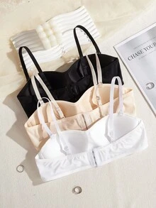 Strapless Non-Slip Camisole Bra For Girls, Detachable Strap, Versatile, Suitable For Students & Teenagers Fall Winter