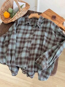 DAZY Women's Spring & Fall Long Sleeve Plaid Shirt,Long Sleeve Tops,Back To School Clothes,Flannels Women