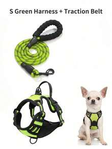 Hundsele, justerbar mjuk vadderad väst, reflekterande oxfordväst med kvävningsskydd, handtag och bilbältesögla (valfritt) – Inkluderar gratis kraftigt koppel på 1,5 meter