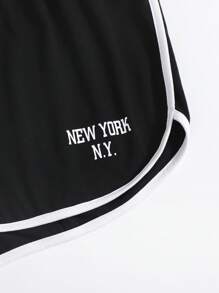 SHEIN Teen Girls Letter Graphic Track Shorts