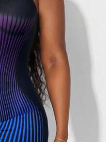 Radiana 大码条纹渐变印花无袖连体裤 - 紫色 - 查看 8