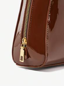 BizChic 闪亮容量女士手提包，时尚通勤手提包，适合日常佩戴 - 棕色 - 查看 6