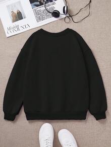 SHEIN Tween Girls' Casual Loose Fit Crew Neck Comfortable Long Sleeve Sweatshirt, Suitable For Autumn/Winter - Multicolor - View 4