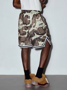 MODCRASH 男士休闲时尚迷彩印花运动短裤，春夏款，复古美式，男女皆宜，宽松版型夏季服装——适合日常穿着和夏季度假穿着。 - 彩色 - 查看 2