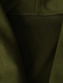 Sweetra 大码优雅外出上衣，秋冬复古百搭休闲修身优雅棕绿色长款喇叭外套，收腰设计，适合女性穿着。 - 軍綠色 - 查看 3