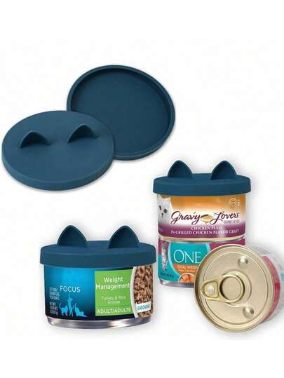 Conjunto de tampas de silicone para alimentos de animais de estimação, 1/2 peças, tampas dobráveis para latas, suprimentos de alimentação para animais de estimação de médio porte, solução de armazenamento hermético